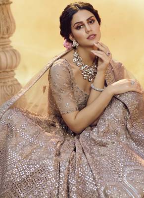 Grey Crepe Bridal Lehengas 2