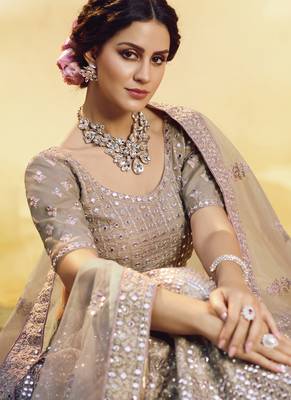 Grey Crepe Bridal Lehengas 3