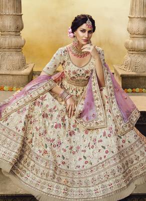 Off White Georgette Bridal Lehengas 2