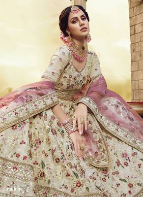 Off White Georgette Bridal Lehengas 3