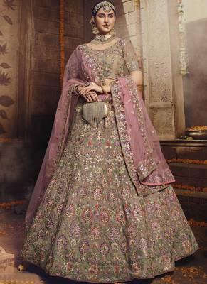 Beige Georgette Bridal Lehengas 1