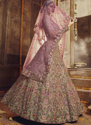 Beige Georgette Bridal Lehengas 2