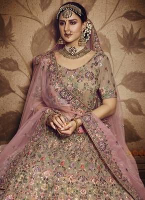 Beige Georgette Bridal Lehengas 3