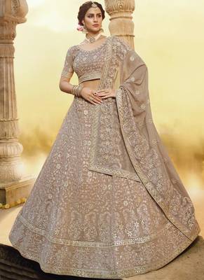 Beige Georgette Bridal Lehengas 1
