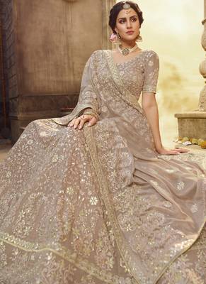 Beige Georgette Bridal Lehengas 2