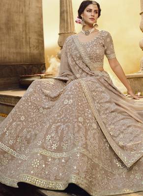 Beige Georgette Bridal Lehengas 3