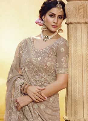 Beige Georgette Bridal Lehengas 4