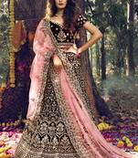 Dark Maroon Velvet Bridal Lehengas