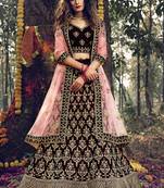 Dark Maroon Velvet Bridal Lehengas