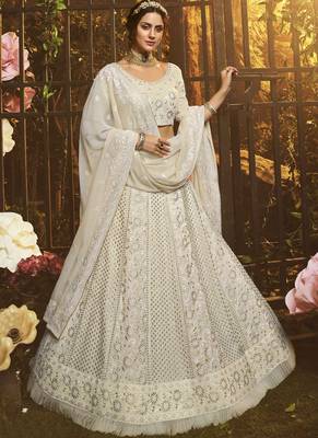 Off White Georgette Bridal Lehengas 1