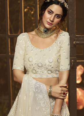 Off White Georgette Bridal Lehengas 2
