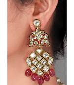 Kundan chandelier earrings with red onyx