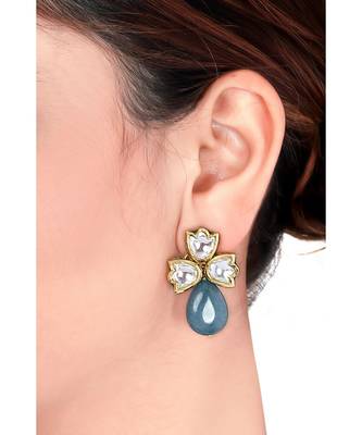 Blue toned kundan earring 1