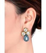 Blue toned kundan earring