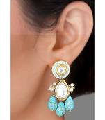 Turquoise Blue Drop Kundan Earrings