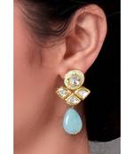Blue Agate Drop Kundan Earring