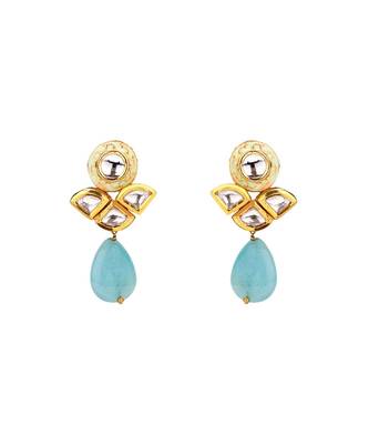 Blue Agate Drop Kundan Earring 2