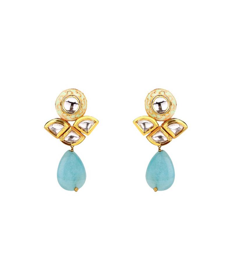 Blue Agate Drop Kundan Earring