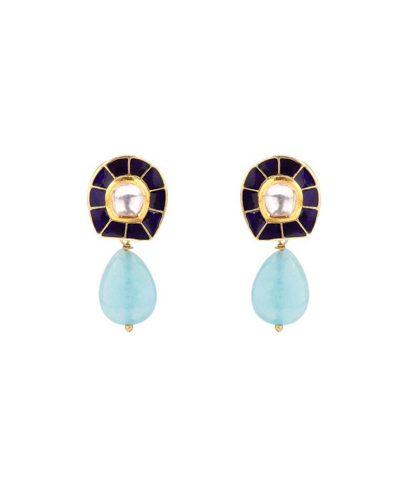 Blue Toned Kundan Earring