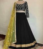 Black plain georgette semi stitched lehenga