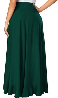 Green plain crepe palazzo pants 2