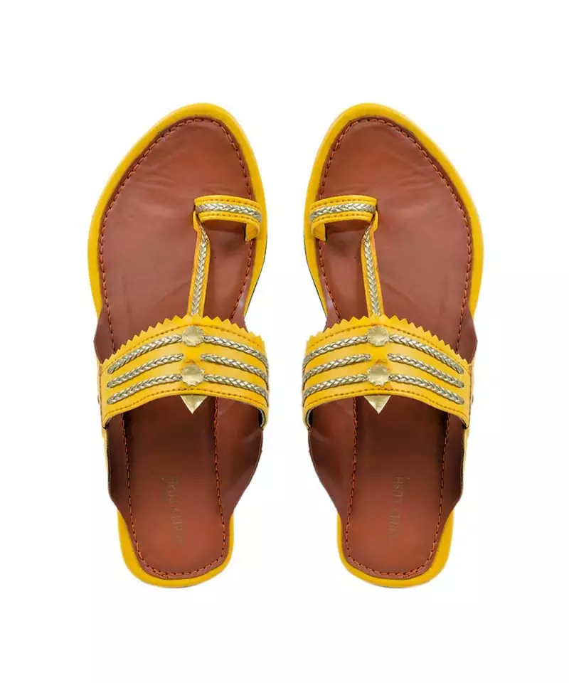 Yellow Muse Kolhapuri Chappal