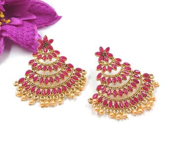 Knigght Angel Jewels Dark Pink Jhumka Earrings 1