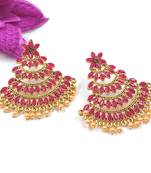 Knigght Angel Jewels Dark Pink Jhumka Earrings