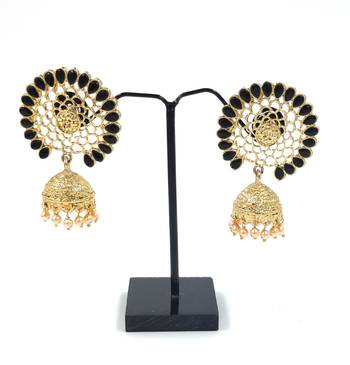 Knigght Angel Jewels Black Jhumka Earrings 1