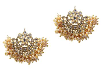 Pearl Cluster Chandbali Style Kundan Designer Earrings Set 1