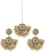 Designer Kundan Chandbali Pearl Earrings Tikka Set