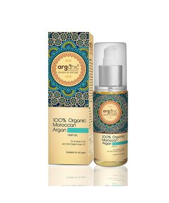 Aryanveda Unisex By Arganic 100% Organic Moroccan Argan Hair Oil for Hair Growth 100ml (Pack of 2) 2