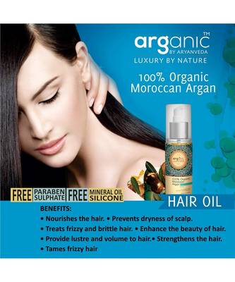 Aryanveda Unisex By Arganic 100% Organic Moroccan Argan Hair Oil for Hair Growth 100ml (Pack of 2) 5