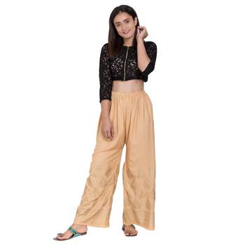 Beige Color Gold Print Palazzo 1