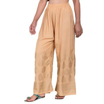 Beige Color Gold Print Palazzo 4