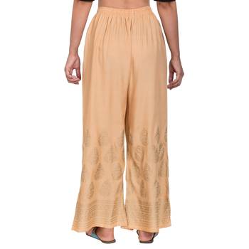 Beige Color Gold Print Palazzo 5