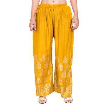 Mustard Color Gold Print Palazzo 2