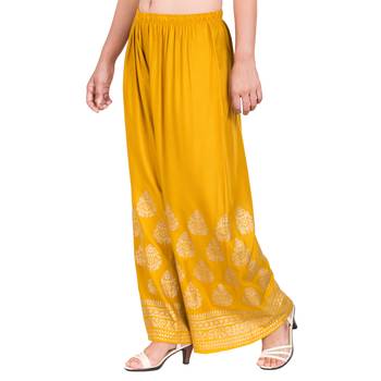Mustard Color Gold Print Palazzo 4