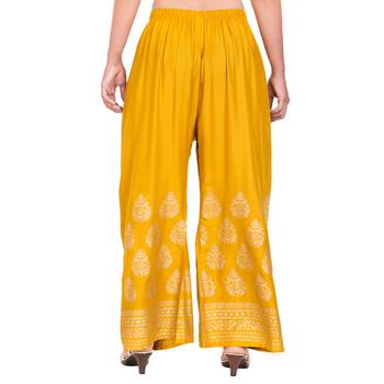 Mustard Color Gold Print Palazzo 5
