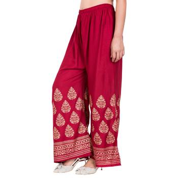 Maroon Color Gold Print Palazzo 4