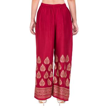 Maroon Color Gold Print Palazzo 5