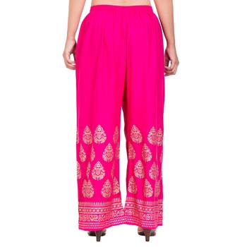 Dark Pink Color Gold Print Palazzo 5