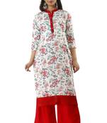 Red Printed Rayon Kurtas And Kurtis With Palazzo