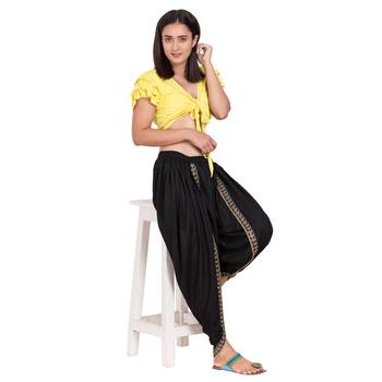 Black color Dhoti Patiala with Embellished Border 1