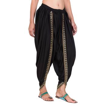 Black color Dhoti Patiala with Embellished Border 2