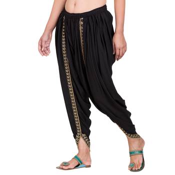 Black color Dhoti Patiala with Embellished Border 3