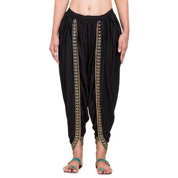 Black color Dhoti Patiala with Embellished Border 4