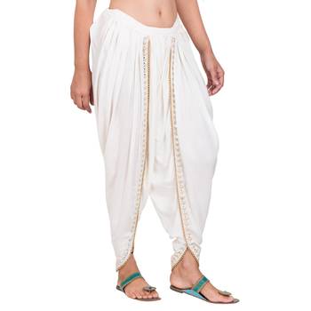 White color Dhoti Patiala with Embellished Border 2