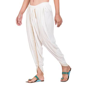 White color Dhoti Patiala with Embellished Border 3