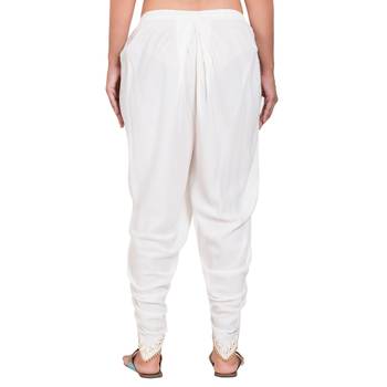 White color Dhoti Patiala with Embellished Border 5